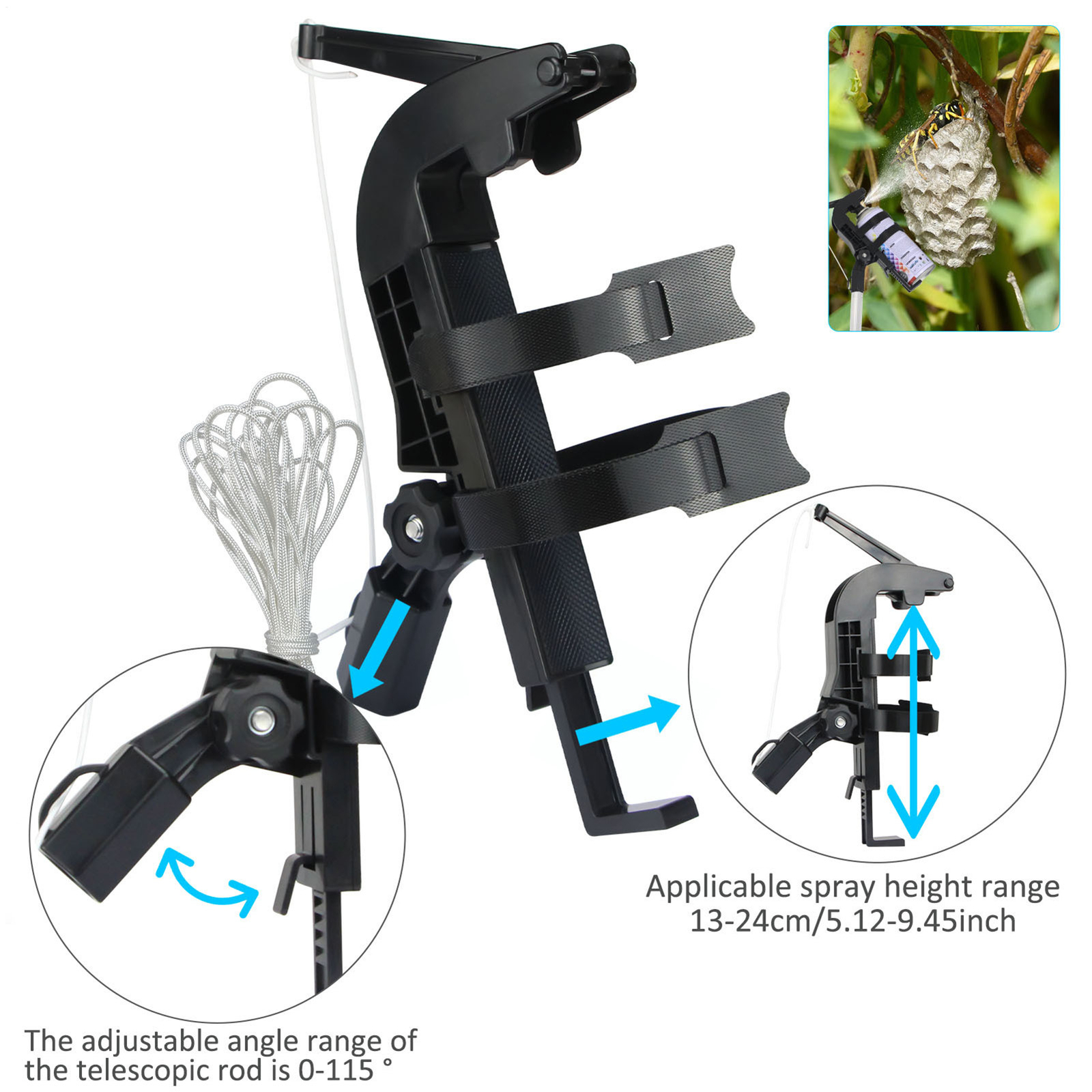 Adjustable Spray Can Extension Pole Adaptor Customizable Angles Up To 140