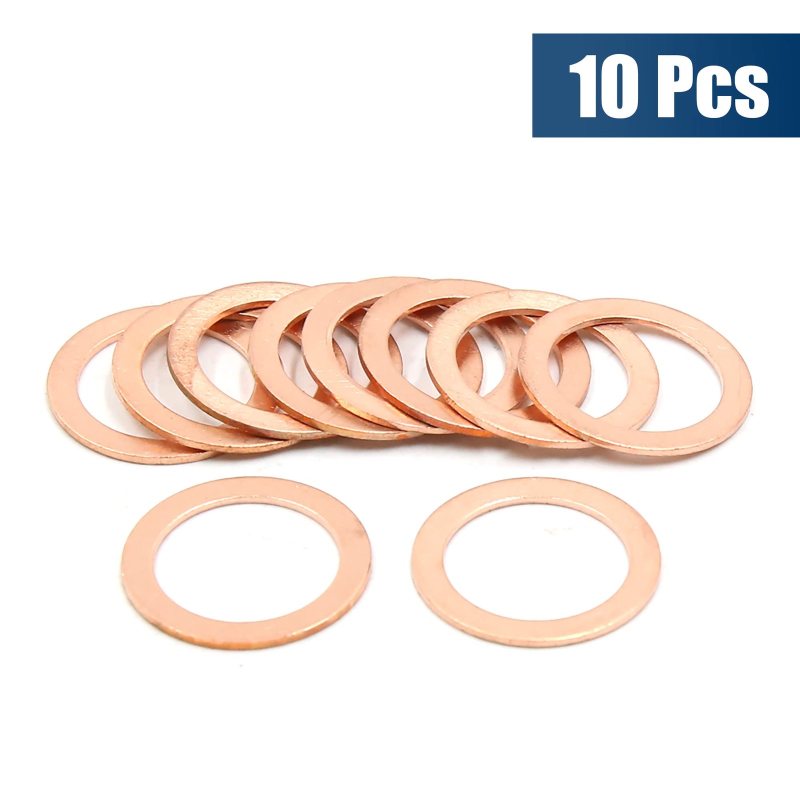 10 PCS M18x24.5mmx1mm Copper Crush Washers, Flat Car Sealing Gaskets, Rings