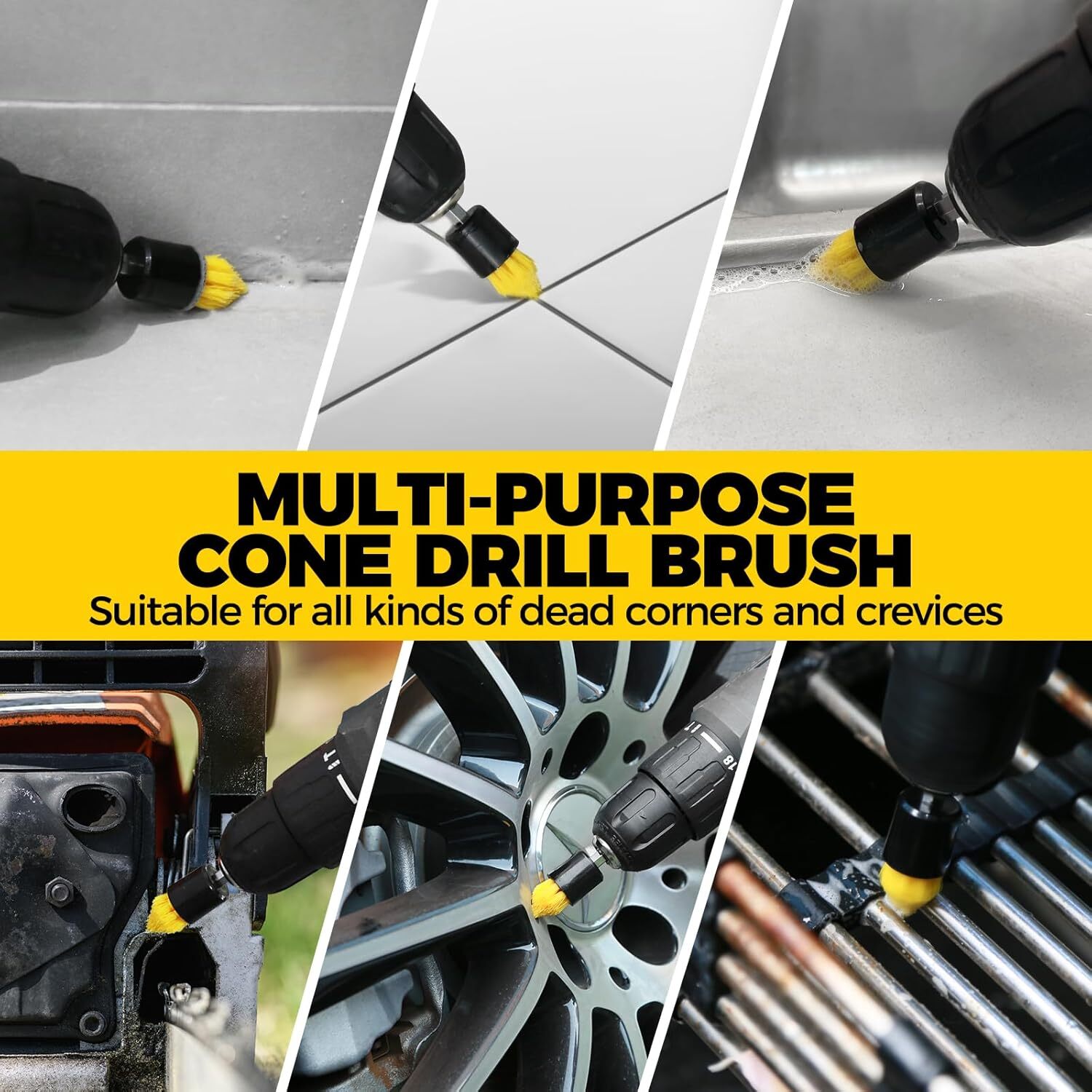 Holikme 6Pack Cleaning Brush Power Scrubber Extended Yellow