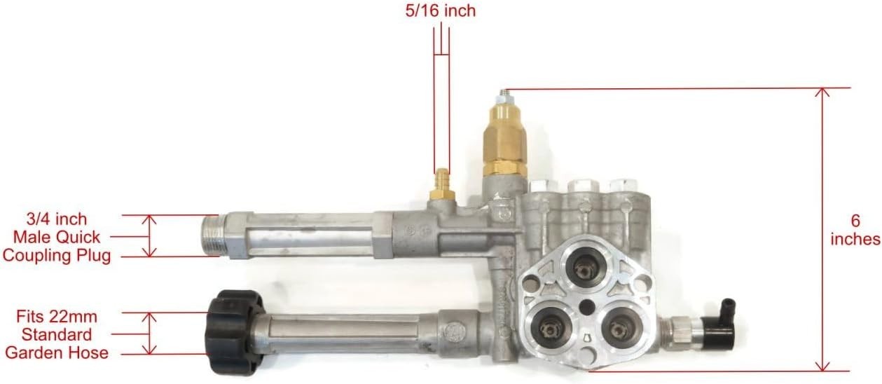 Compatible Pump Head Assembly for Pressure Washers – Aluminum, 2.2 GPM Flow