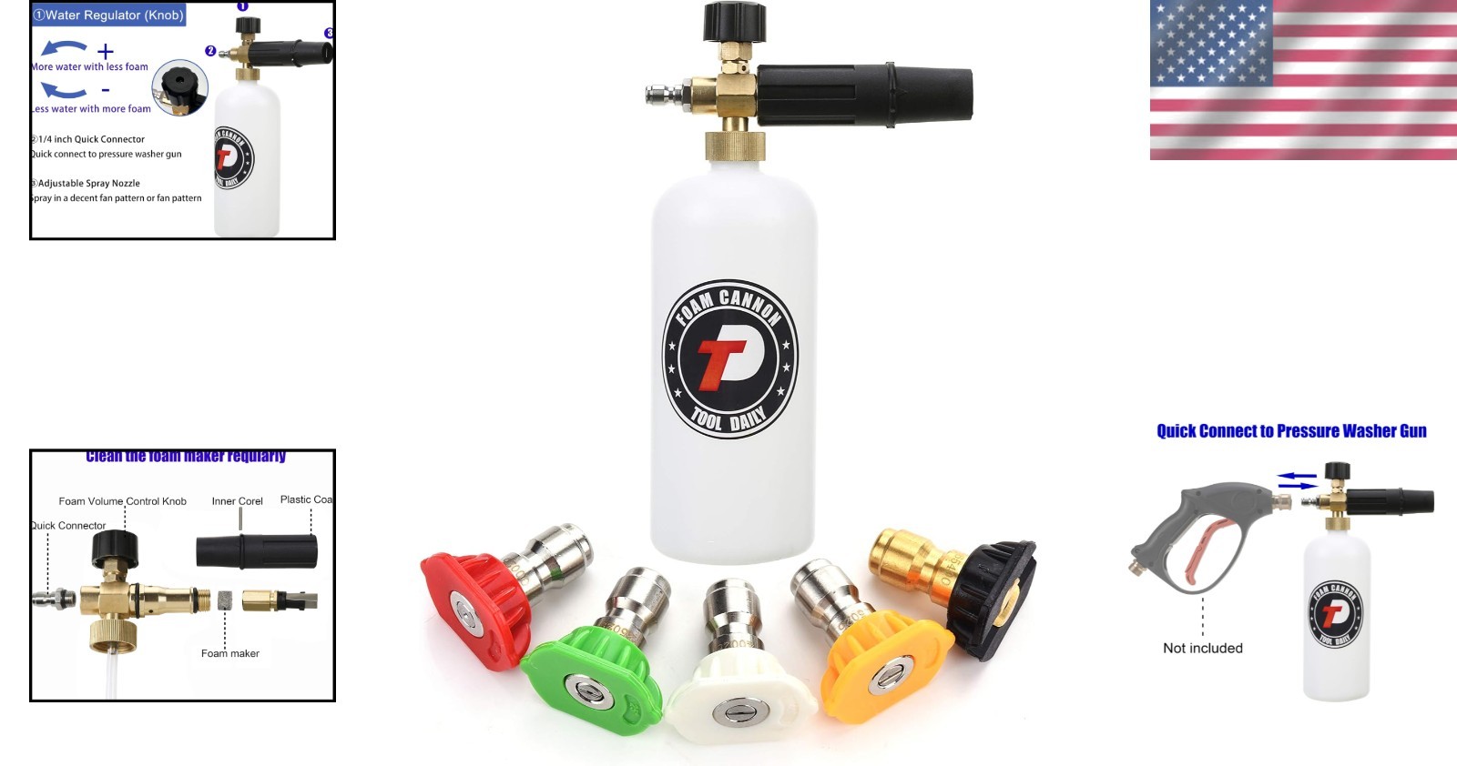 Adjustable Snow Foam Lance 1L, 1/4″ Quick Connect