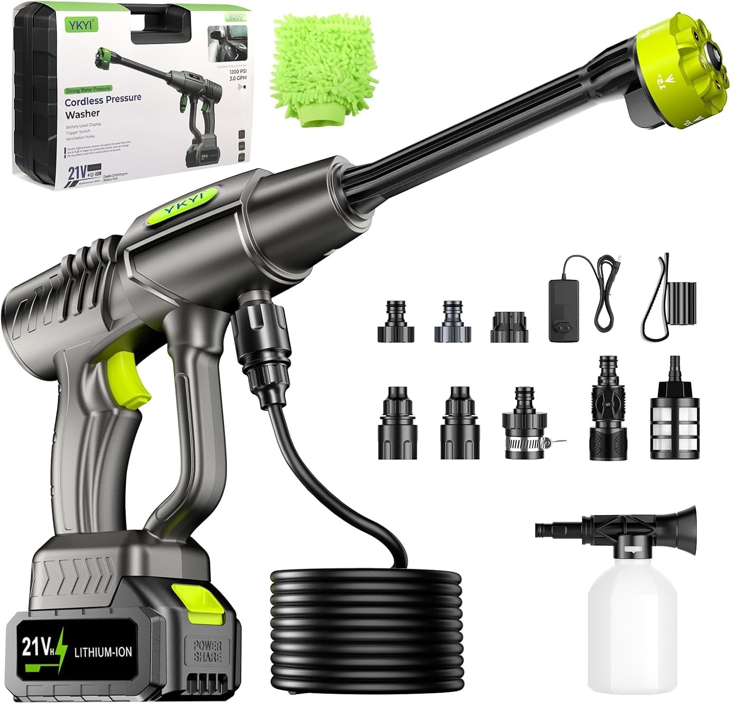 Effortless Cleaning with Cordless 1200 PSI Pressure Washer, 30 Speed Control