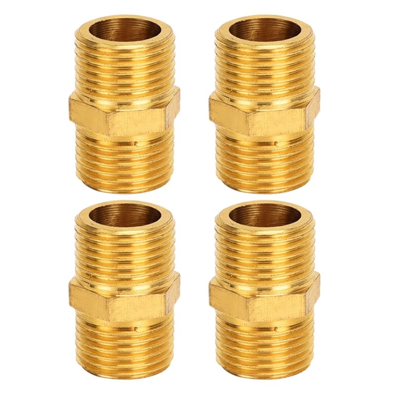 Hexagonal Double Nipples Male to Male Threads Strong Double Nipples 4pcs/set