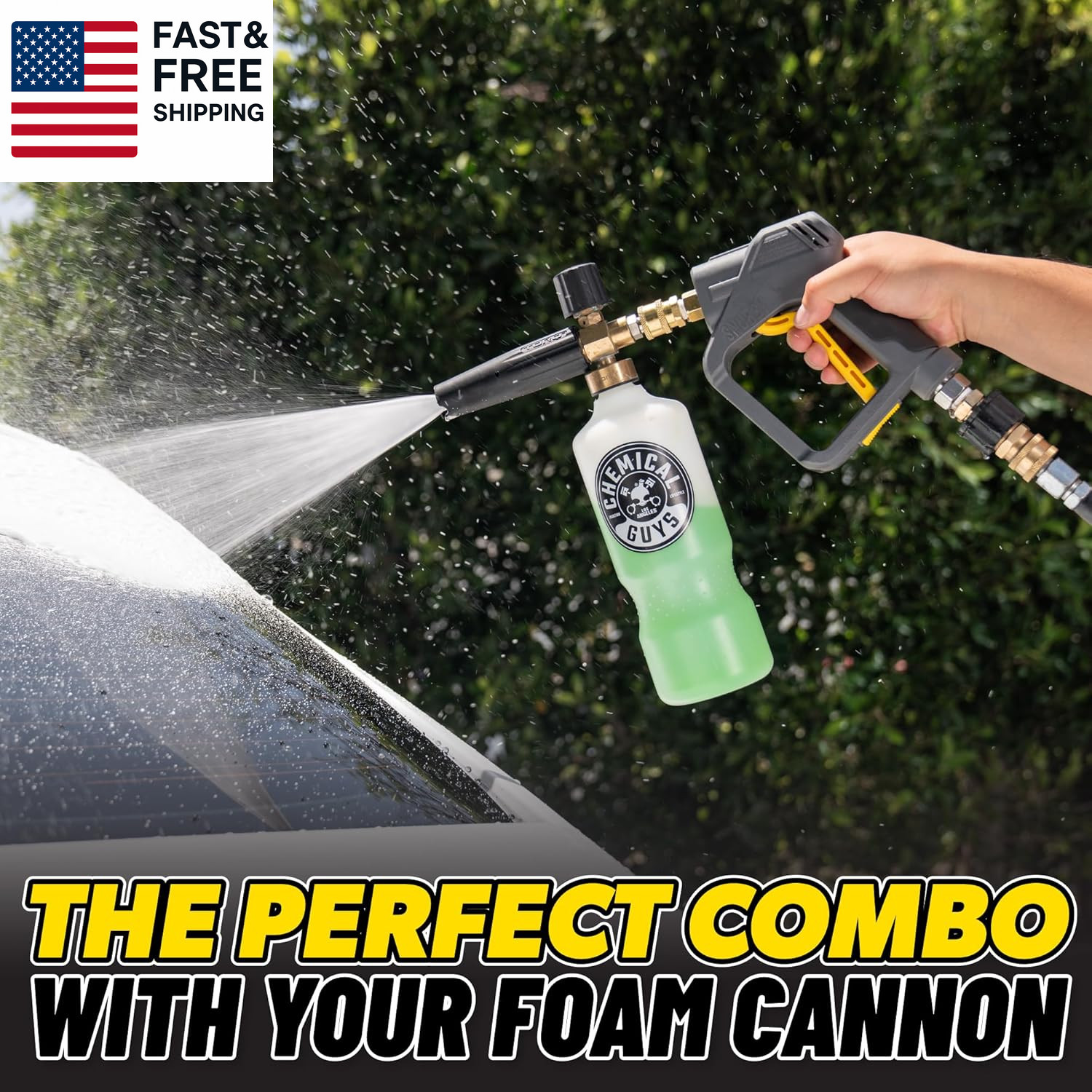Snubby Pressure Washer Gun with Foam Cannon Attachment – Short Handle for Gas an