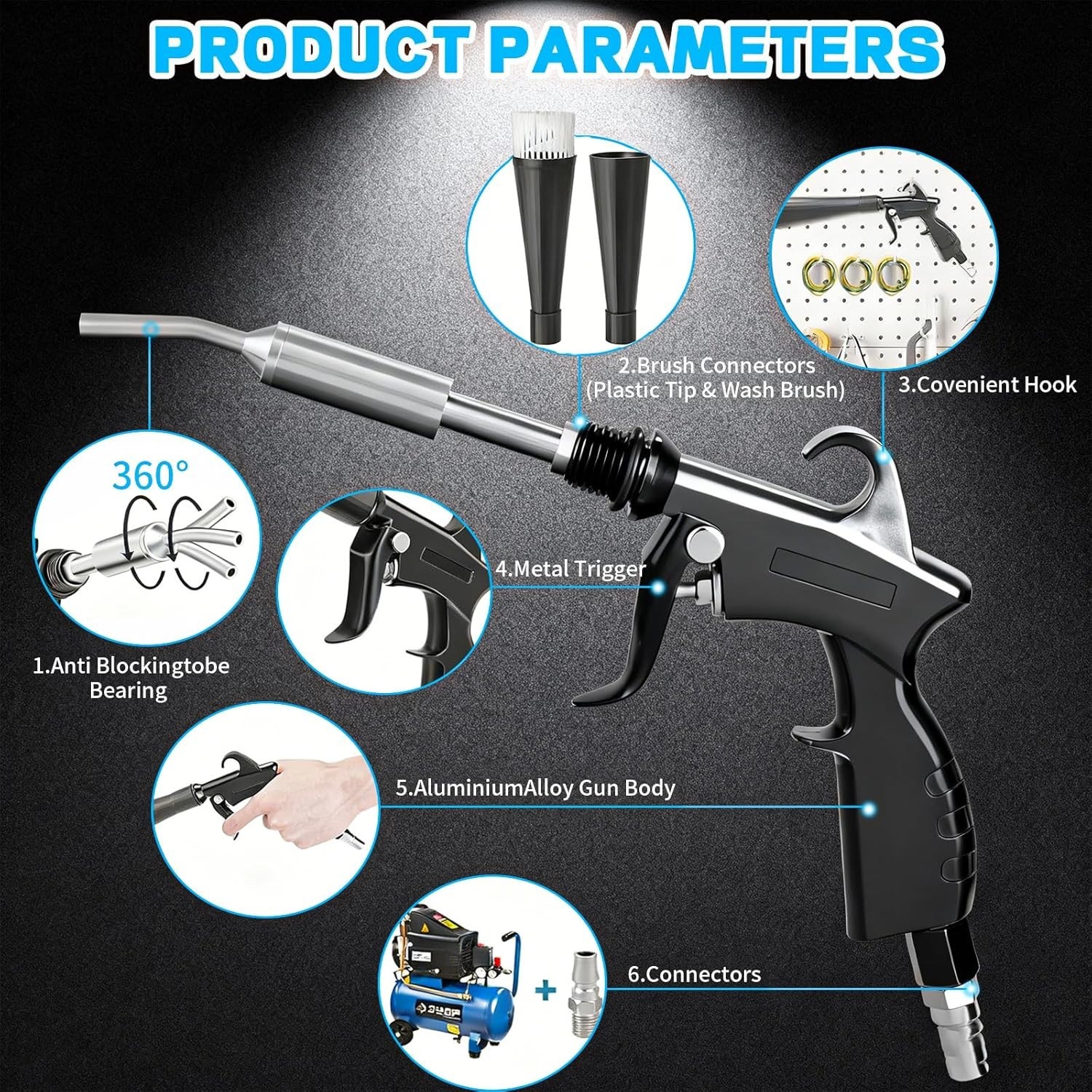 Tornado Detailing Car Cleaning Gun with Metal Nozzle | Interior Drying Air Gun |