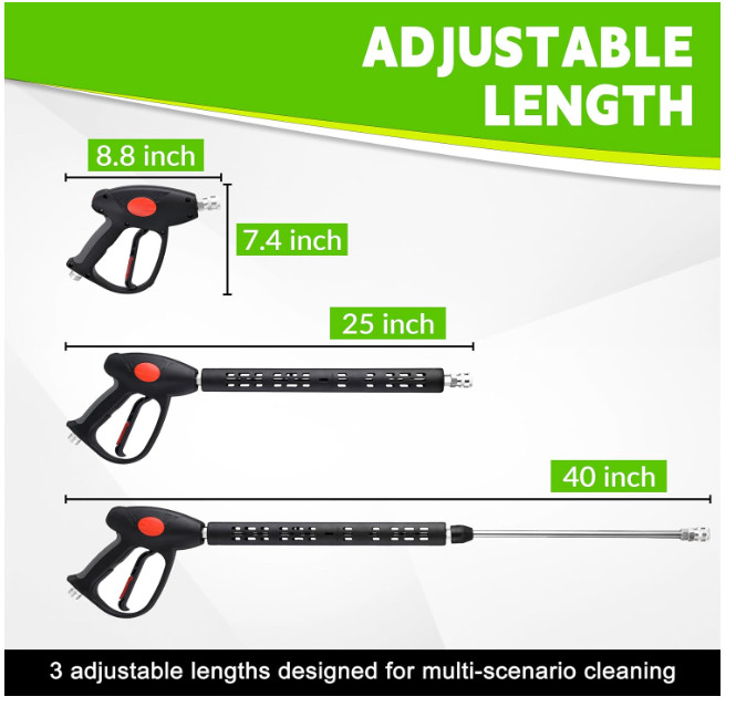 M MINGLE Pressure Washer Hose and Gun Kit, 50 FT Power Washer Hose with 5 Tips
