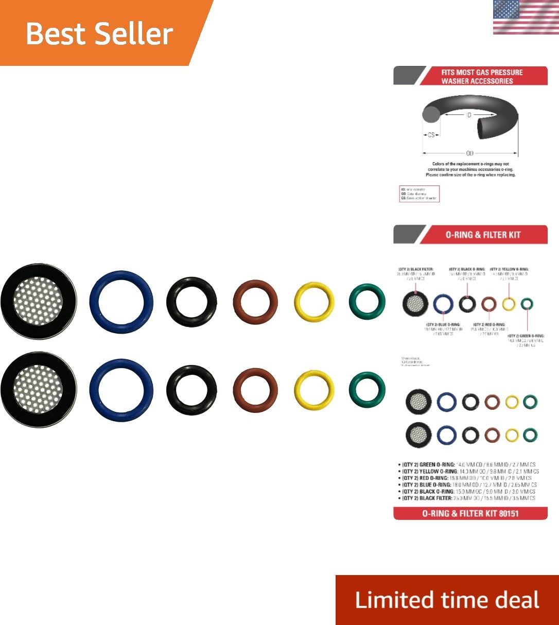 Universal O-Ring and Filter Replacement Kit – 5 Sizes for Gas/Electric Washers
