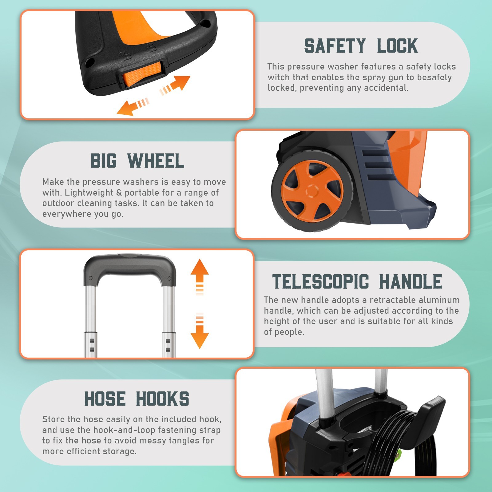 4200PSI 2.0GPM Electric Pressure Washer Portable Electric Power Cleaner Machine