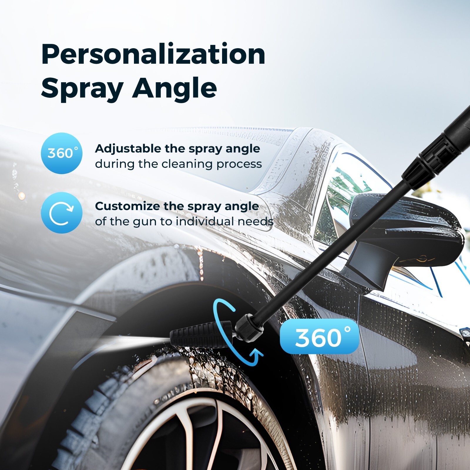 1600PSI Electric High Pressure Washer 360°Adjustment Nozzle for Car Yard 1.71GPM