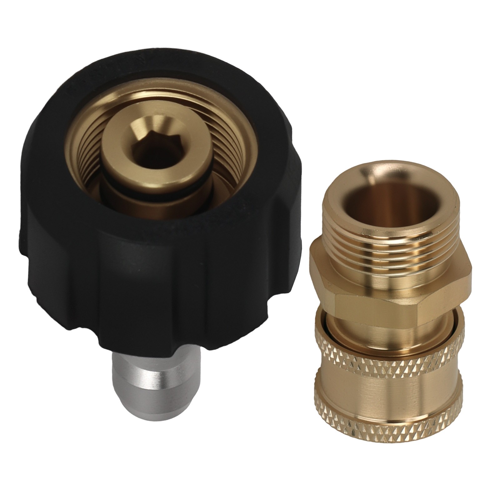 M22 14mm to 1/4″ Adapter for Pressure Washer Gun Brass Quick Connect 2PC