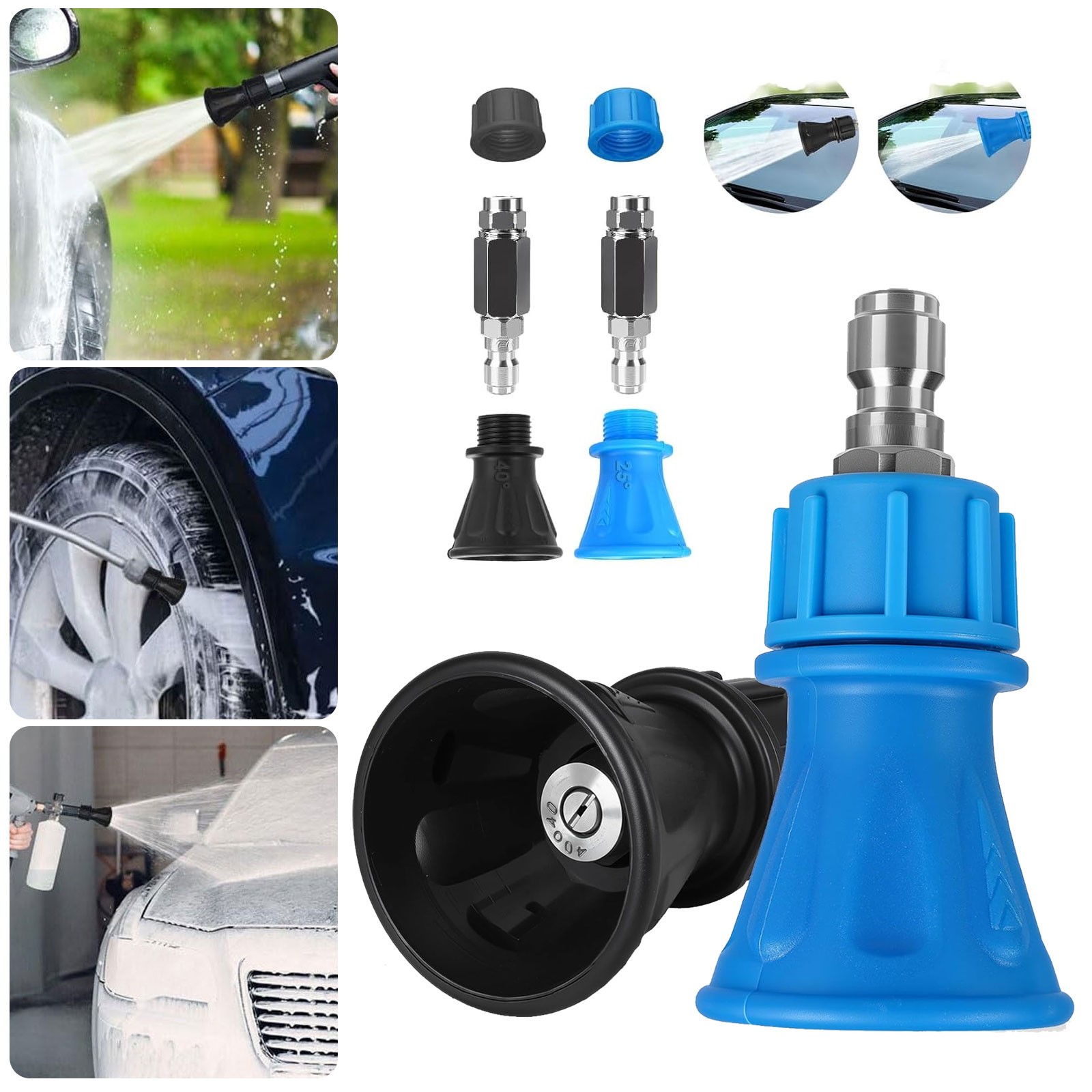2× Pressure Washer Gun Nozzle 25° & 40° Spray 1/4″ Quick Connect Patio Cleaning