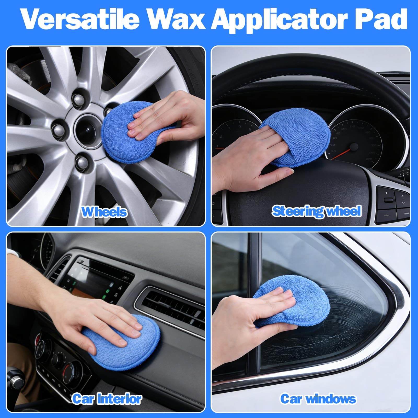 12 Pack Microfiber Wax Applicator Pads with Finger Pocket,Foam Car Wax…