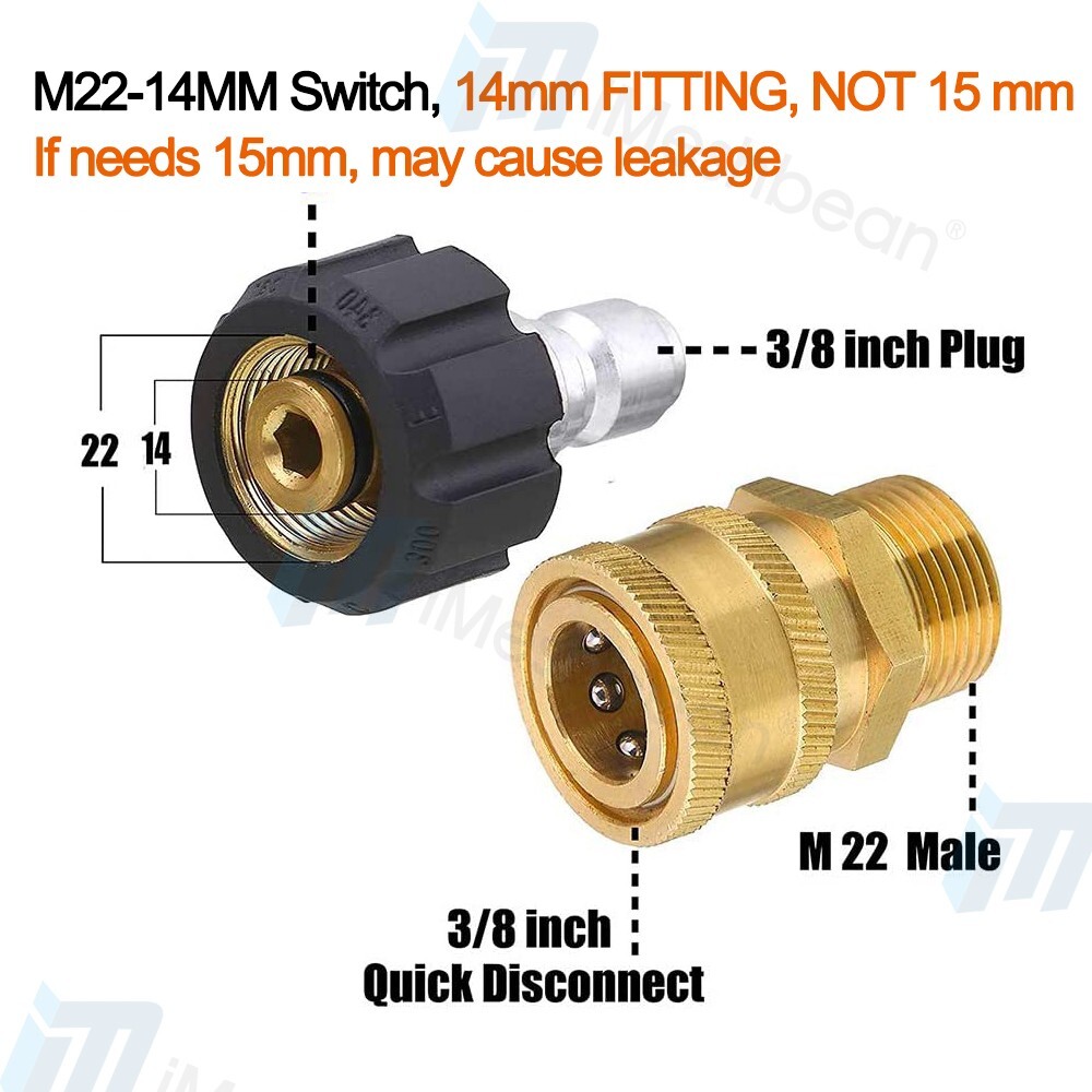 Pressure Washer Hose 5800PSI 25 FTX1/4″,M22 14mm to 3/8″ Quick Connect Couplers