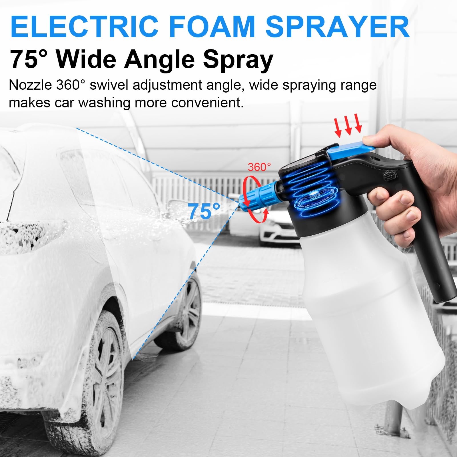 1.5L Electric Car Foam Sprayer, Foam Sprayer for Car Wash with USB Rechargeab…