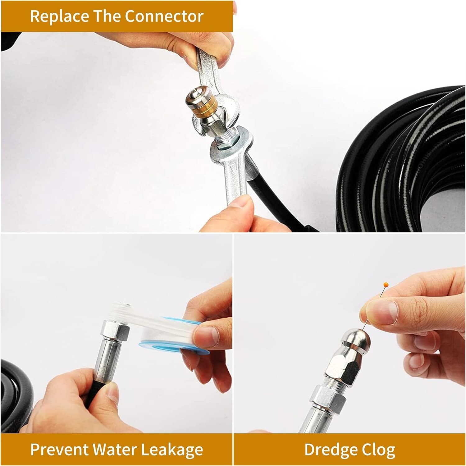 50FT Sewer Jetter Kit for Pressure Washer 4000PSI Drain Cleaner Hose 1/4 Inch