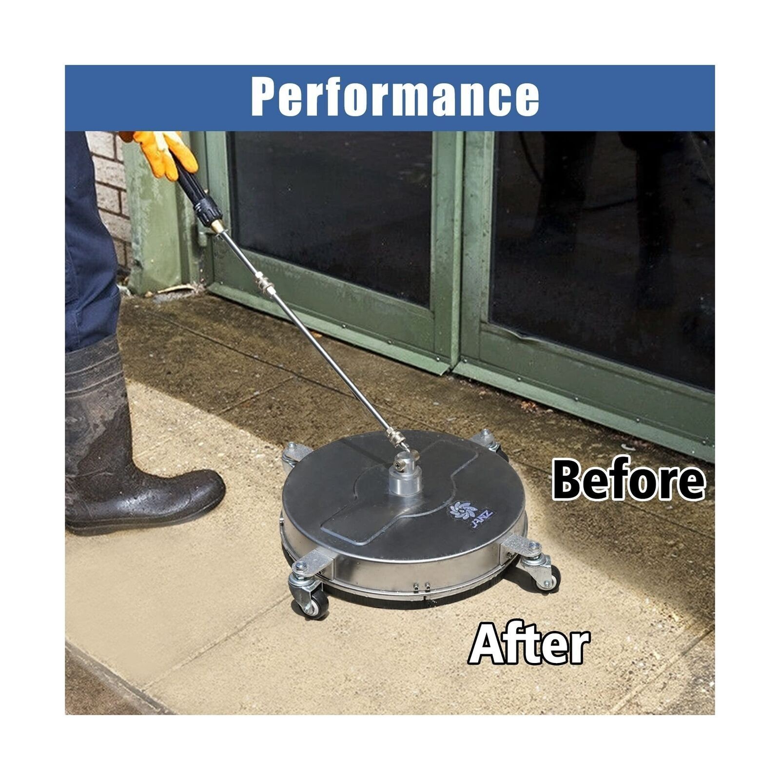 17″ Pressure Washer Surface Cleaner with 4 Wheels, 1/4″ Quick Plug