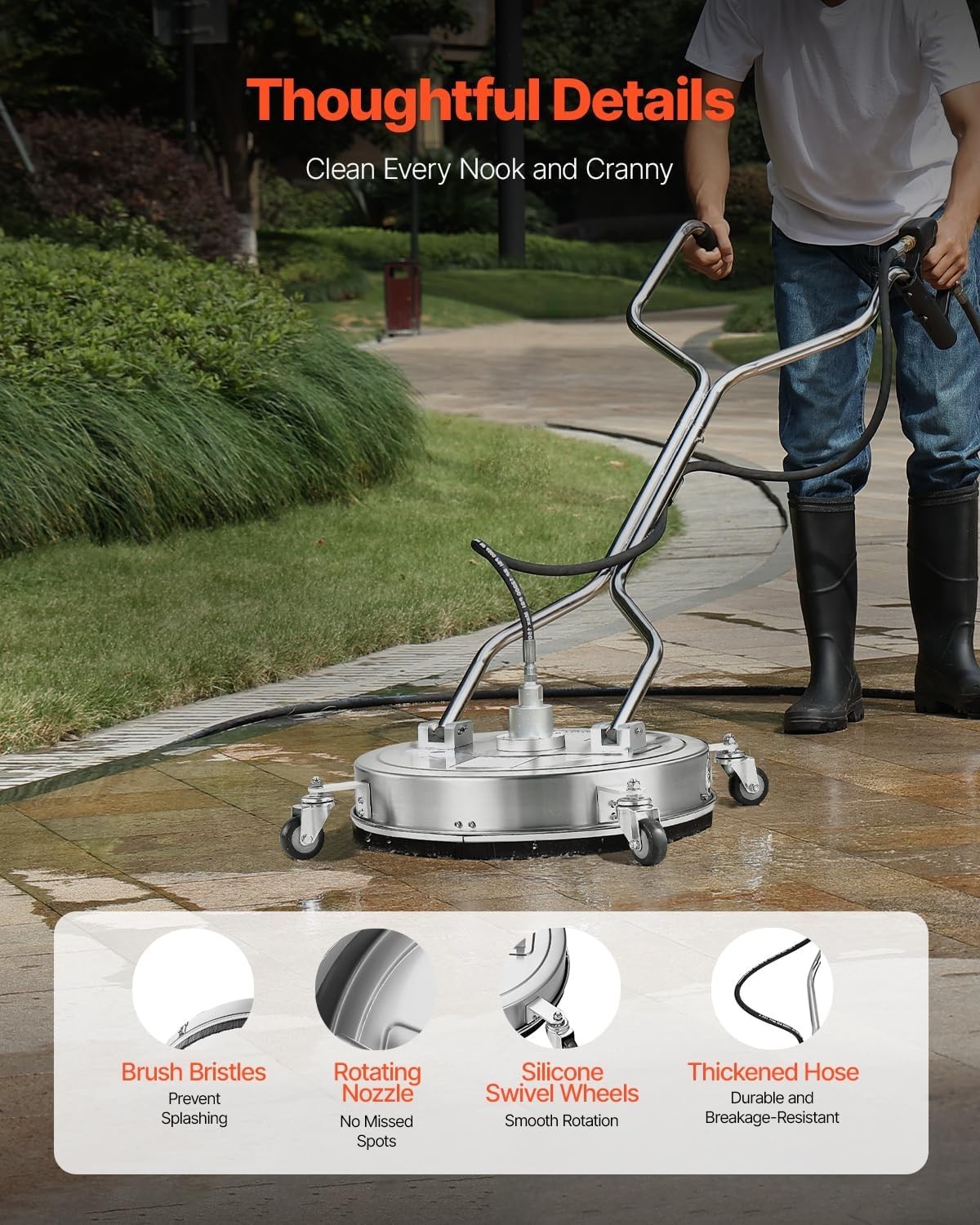 20 Inch Pressure Washer Surface Cleaner, 4000 PSI Stainless Steel Attachment …