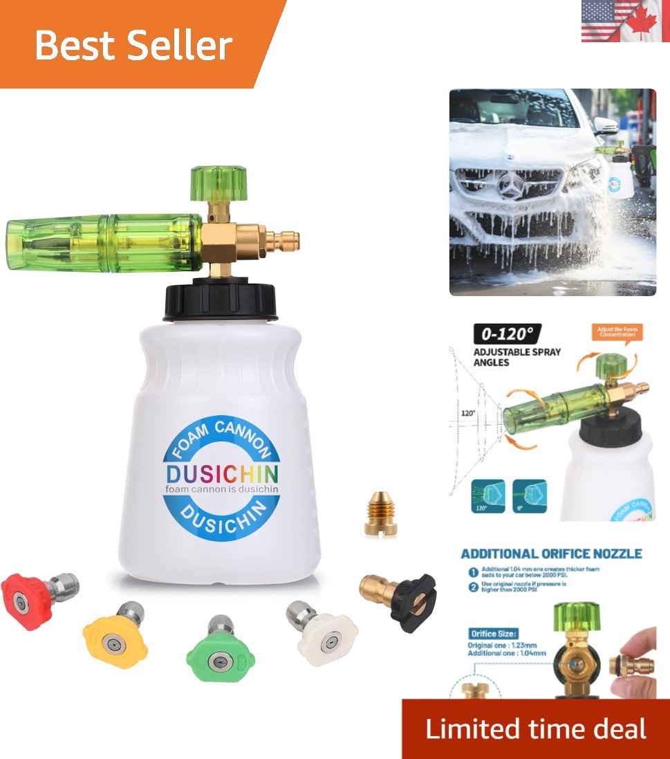 Professional Adjustable Foam Cannon – 1/4″ Fitting & 3000 PSI for Car Detailers