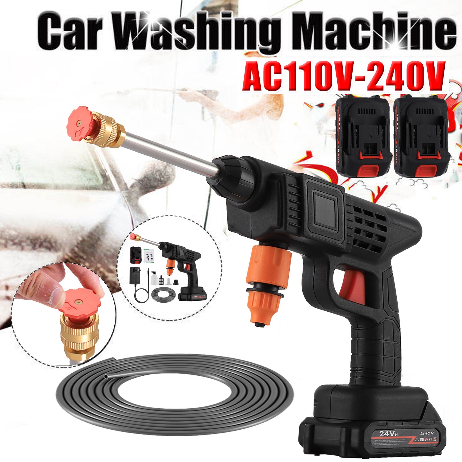 Cordless Electric High Pressure Water Spray Car Gun Portable Washer Cleaner Yard
