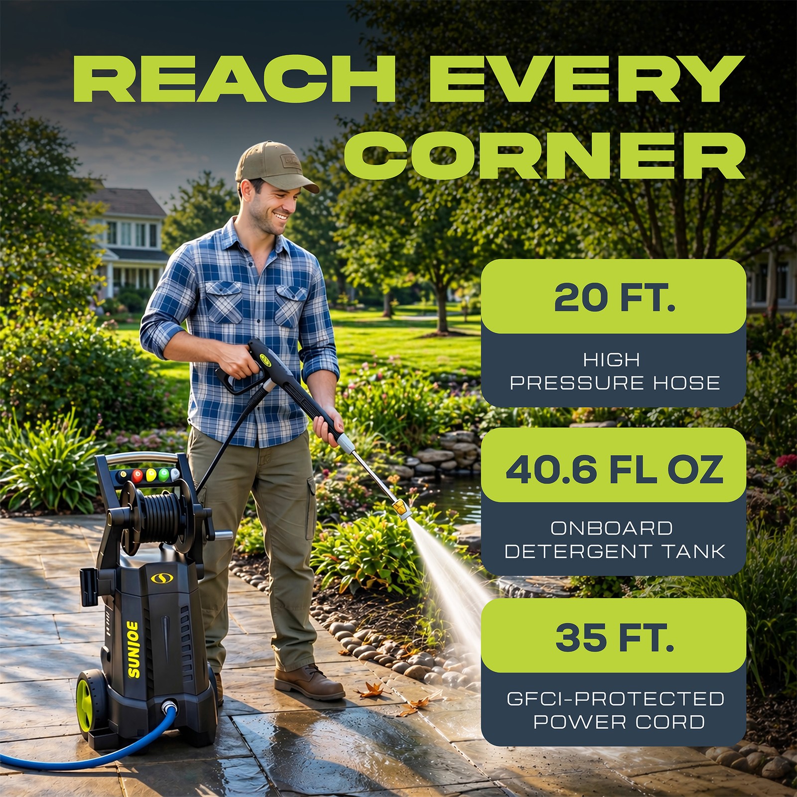 Sun Joe 14.5 Amp 2030 PSI Corded Electric Pressure Washer w/ Hose Reel(Open Box)