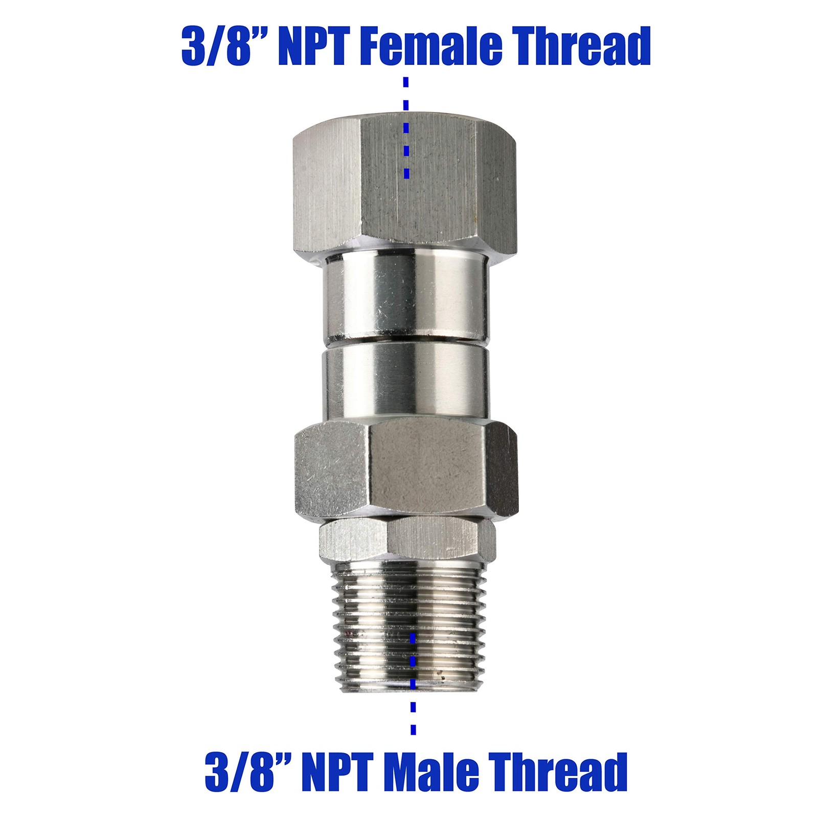 Pressure Washer Swivel 3/8 Inch NPT Male Thread Fitting Stainless 4500 PSI