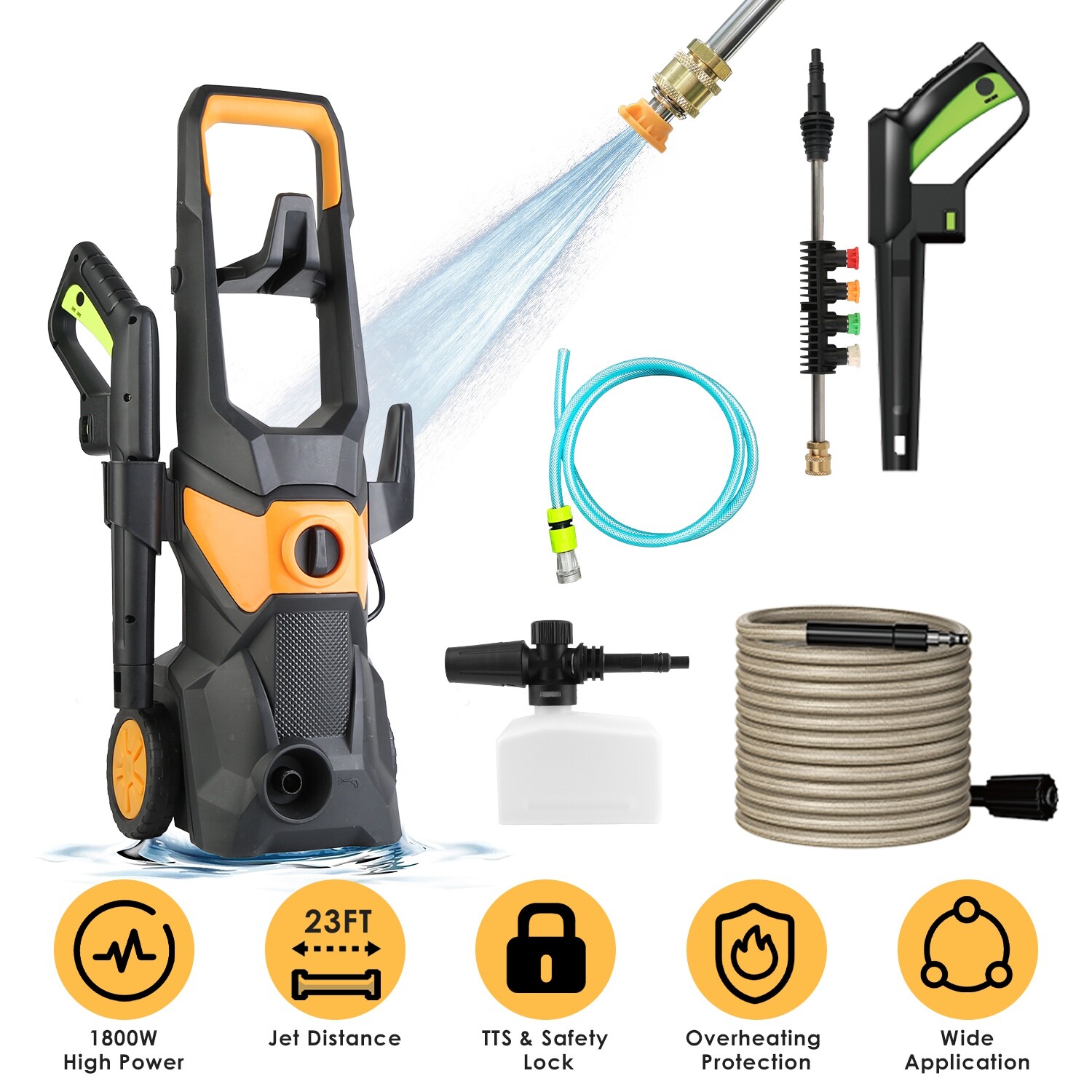 Electric Pressure Washer 4200 PSI High Pressure 1.85GPM Power Washer Cleaning