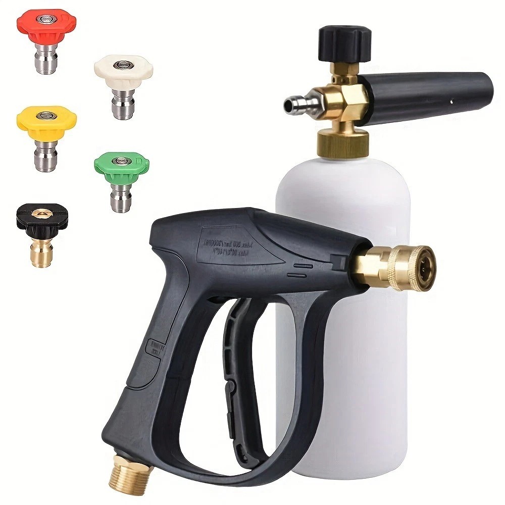 1/4″ Professional Snow Foam Cannon Lance Gun 1L Bottle with 5 Nozzles Kit
