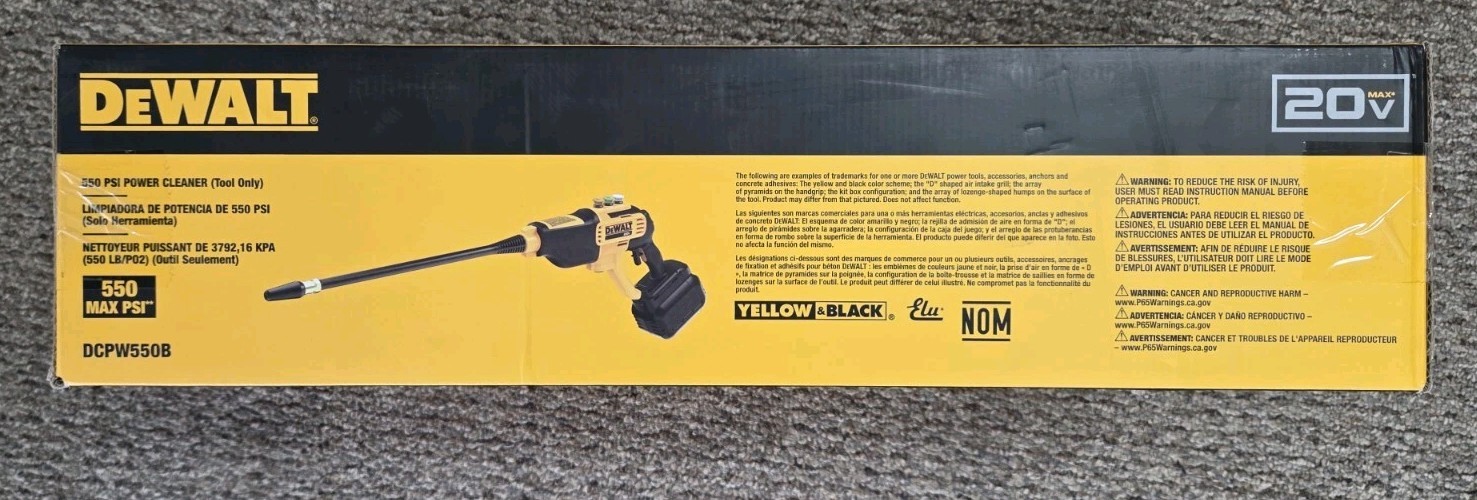 Dewalt 20V DCPW550B 550PSI Power Cleaner TOOL ONLY