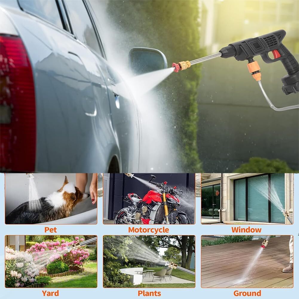 Portable Cordless Electric High Pressure Water Spray Gun Car Washer Cleaner Tool