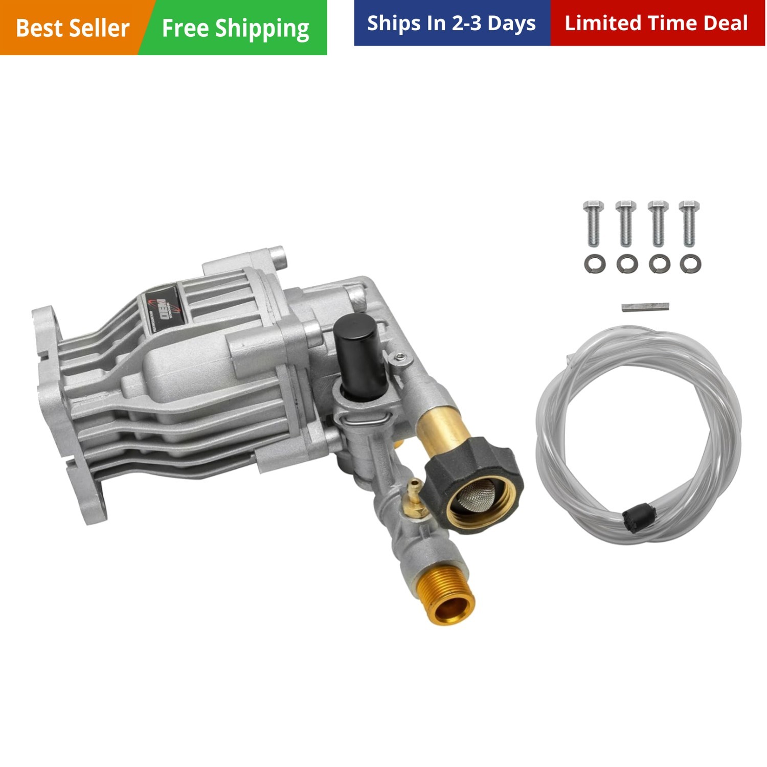OEM Technologies 3300 PSI 2.4 GPM Replacement Pressure Washer Pump Kit, Horiz…