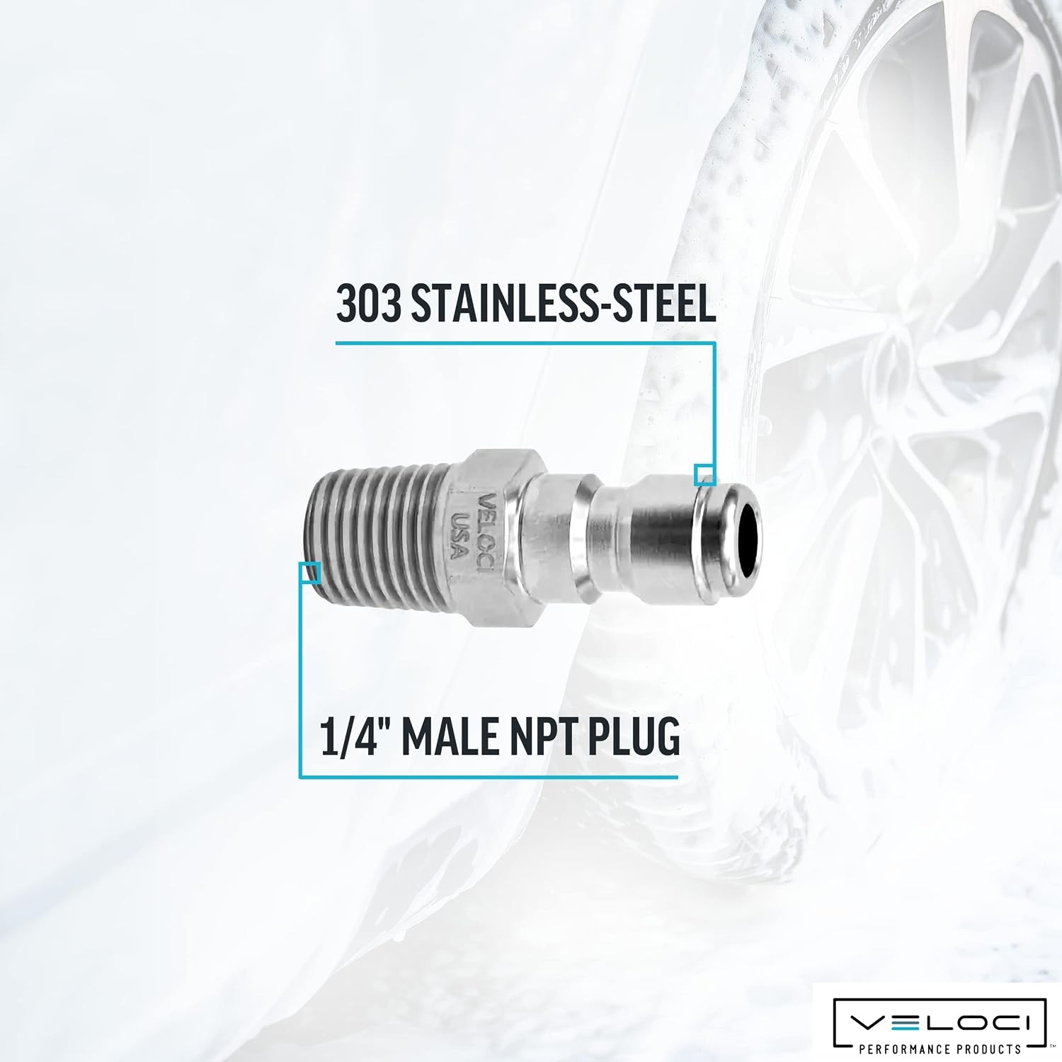 Veloci Prima 1/4″ Stainless Steel Male NPT Quick Coupler Plug – Pressure Washers