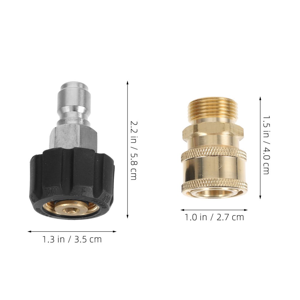 2 Sets Reusable Brass Power Washer Hose Adapter Quick Connect Fittings Black