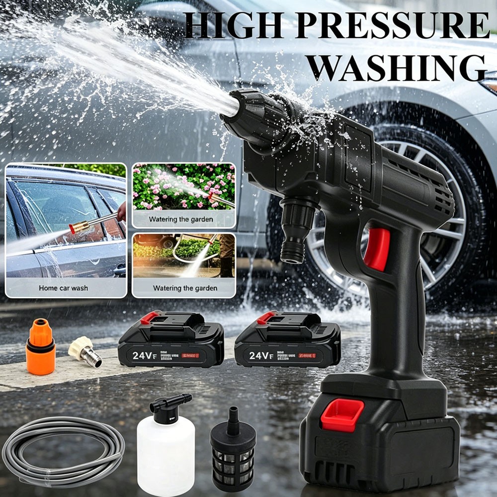 Cordless Electric High Pressure Water Spray Car Gun Portable Washer Cleaner Yard