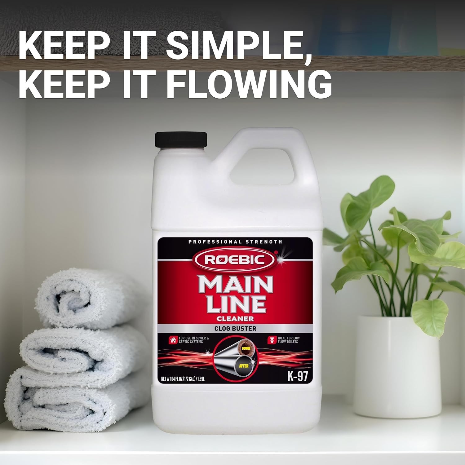 64 fl oz Liquid Septic Tank Cleaner – Prevent Clogs with Easy Application