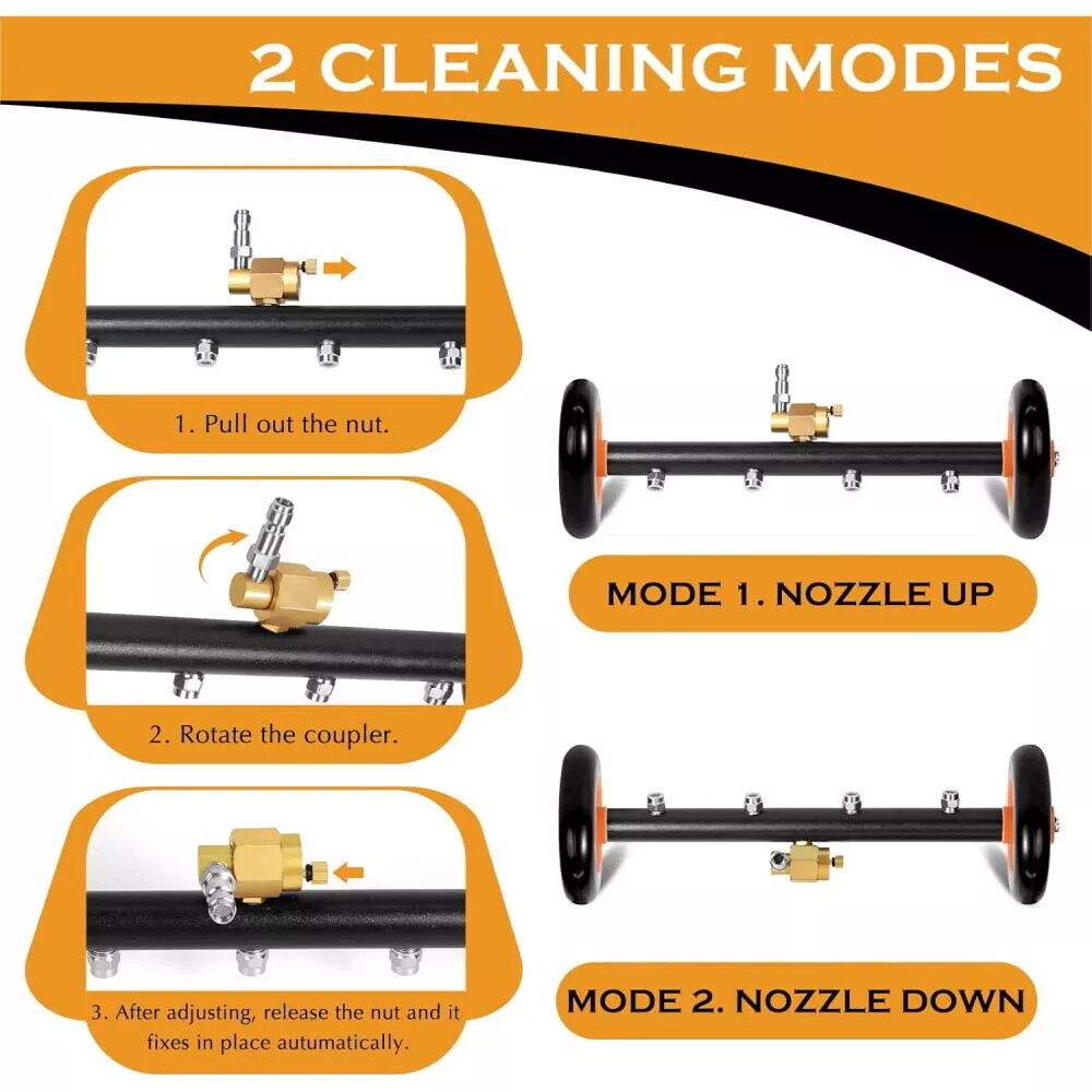 24″ Pressure Washer Water Broom Undercarriage Cleaner Driveway Surface Cleaner