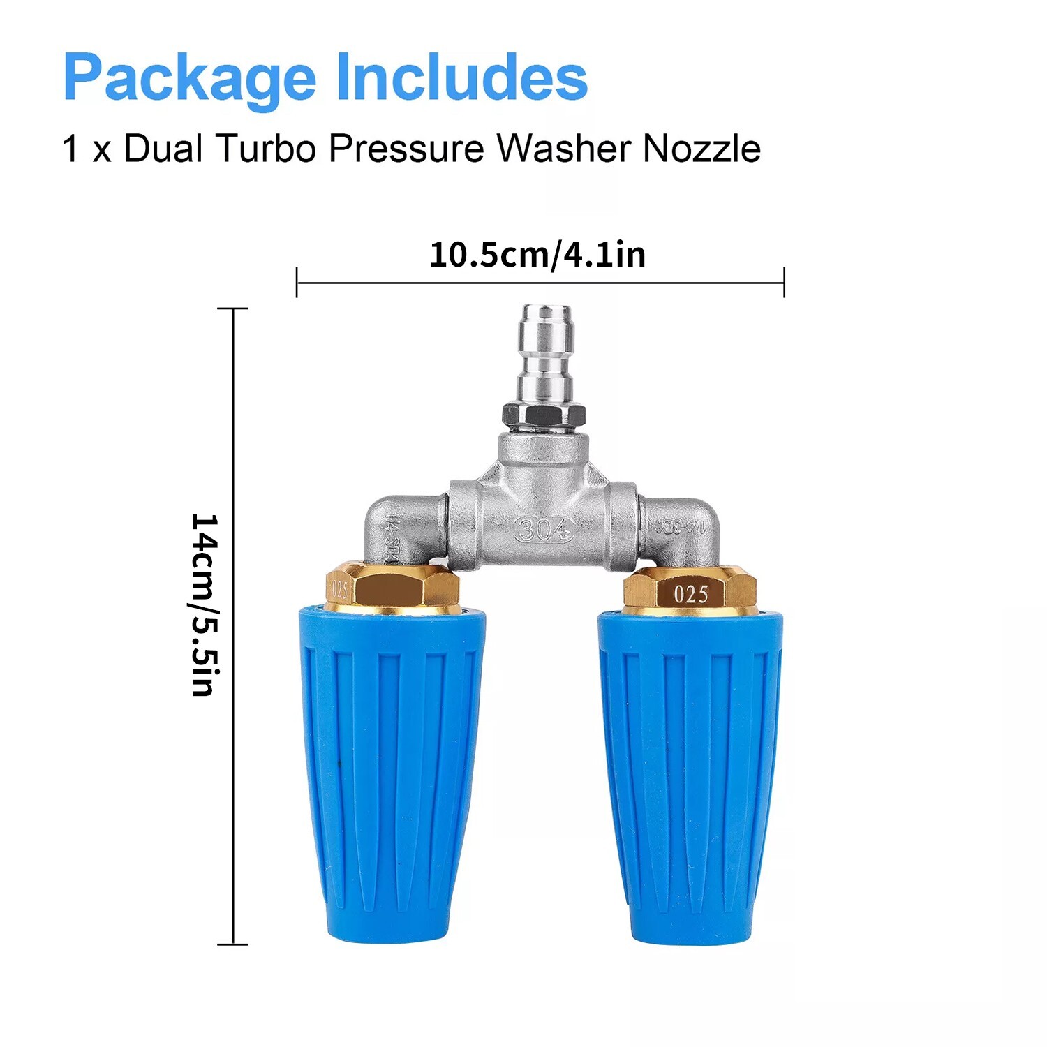 360° Rotating Pressure Washer Dual Turbo Nozzle 1/4″ Quick Connector 2.5 Orifice