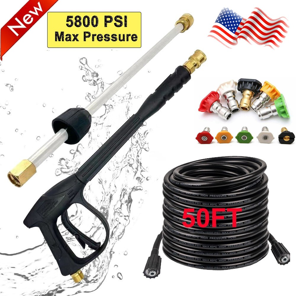 High Pressure 4000PSI Car Power Washer Gun Spray Wand Lance Nozzle and Hose Kit
