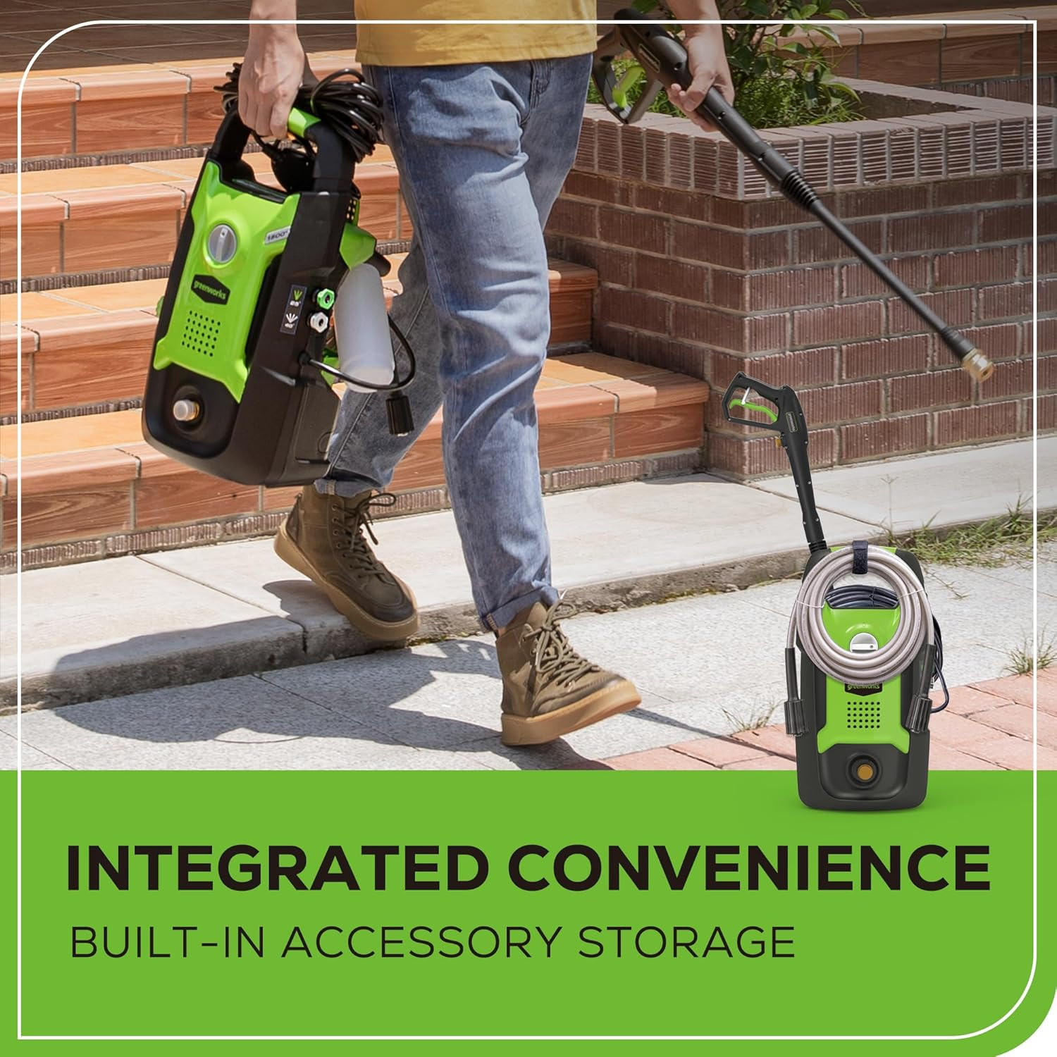 Greenworks 1600 PSI (1.2 GPM) Electric Pressure Washer (25°, 40°, Soap Applicato