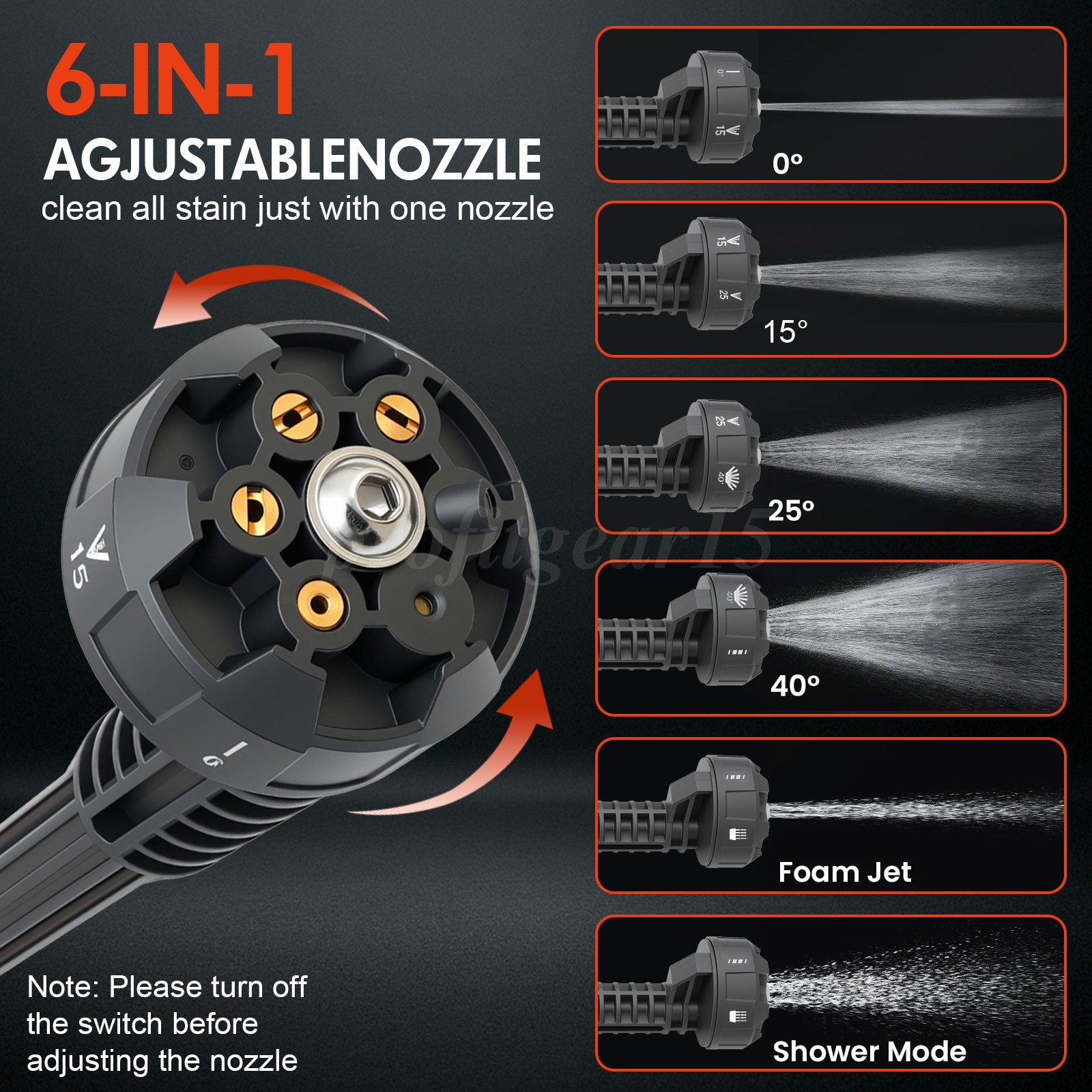 48V Cordless Pressure Washer 1000 PSI Portable Power Washer with 6-in-1 Nozzle