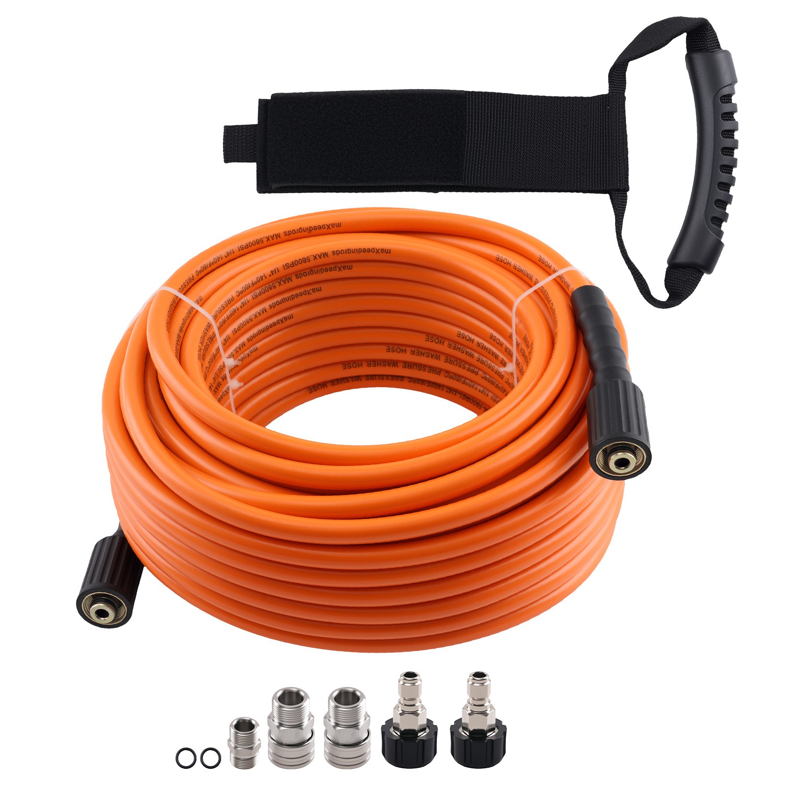 Pressure Washer Hose 100FT 5800PSI Extension Hose & M22 14mm to 3/8″ Adapter