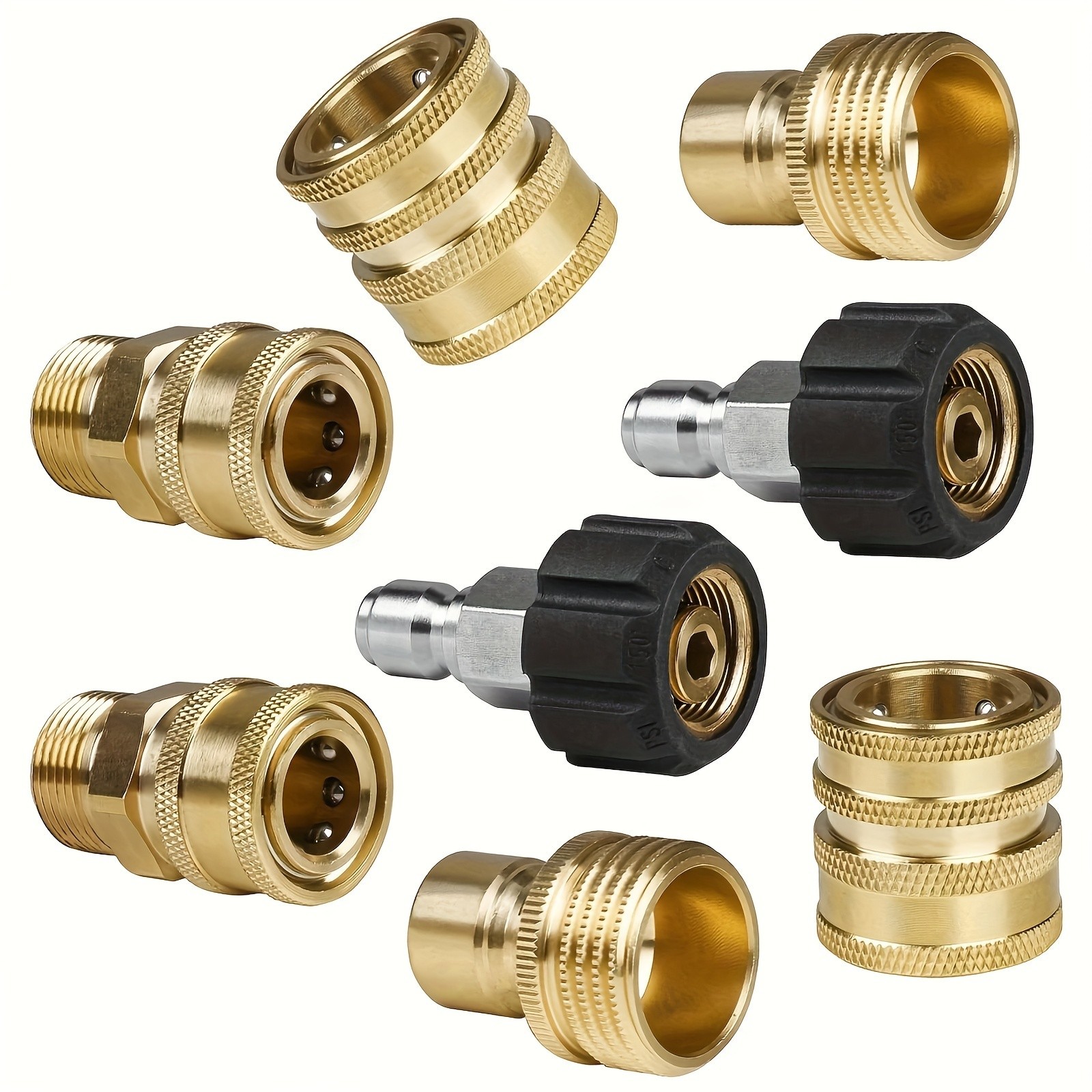 Brass Pressure Washer Quick Connect Kit – M22-14mm Adapter for Hose & Gun