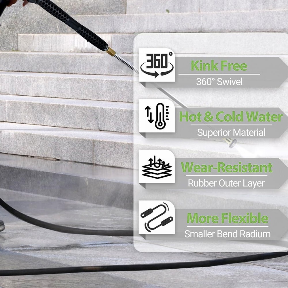YAMATIC 4000 PSI 3/8″ Pressure Washer Hose for Hot Water Max. 212°F