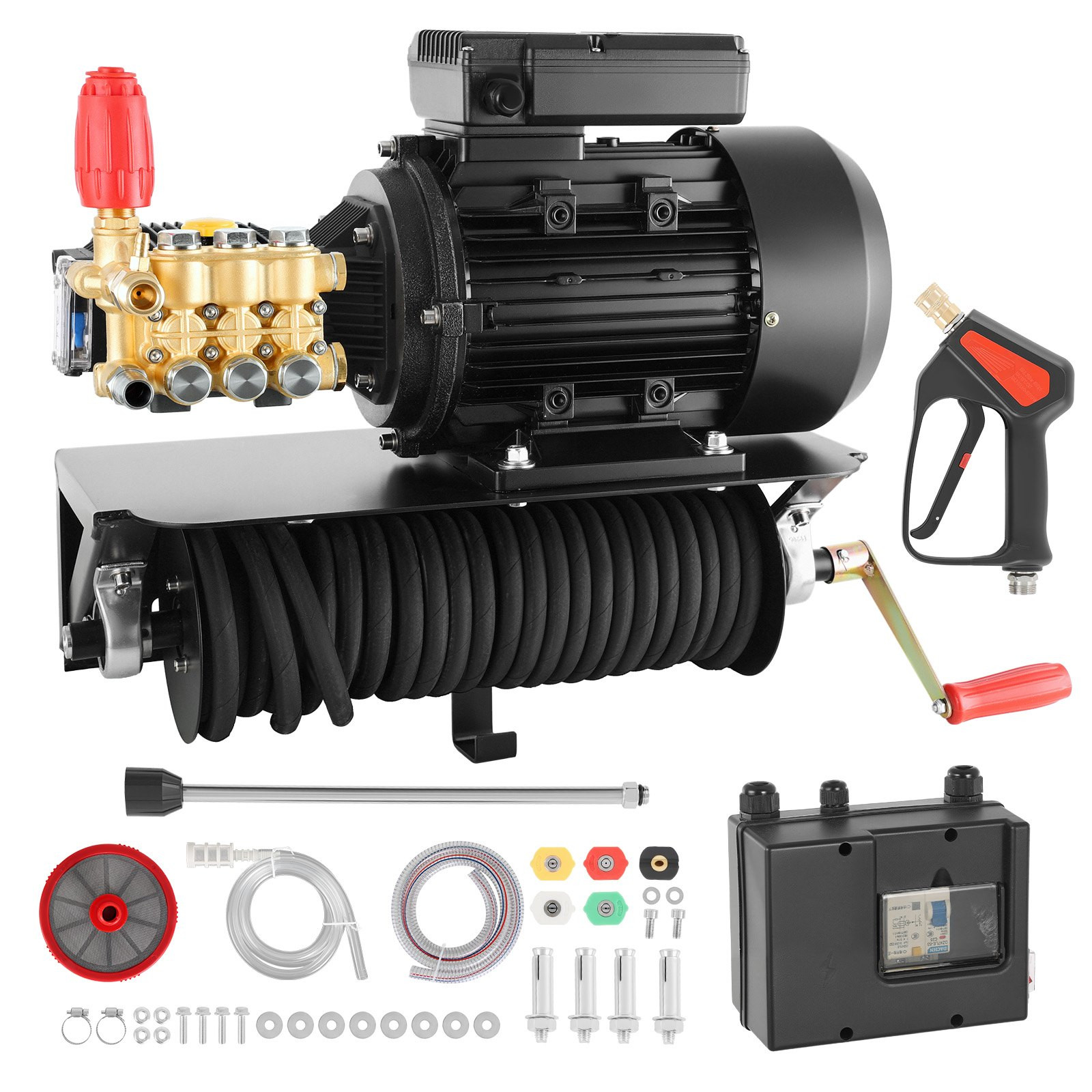1950 PSI Electric Pressure Washer Pump 3.2 GPM Triplex 5HP 240V w/ Hose Kit