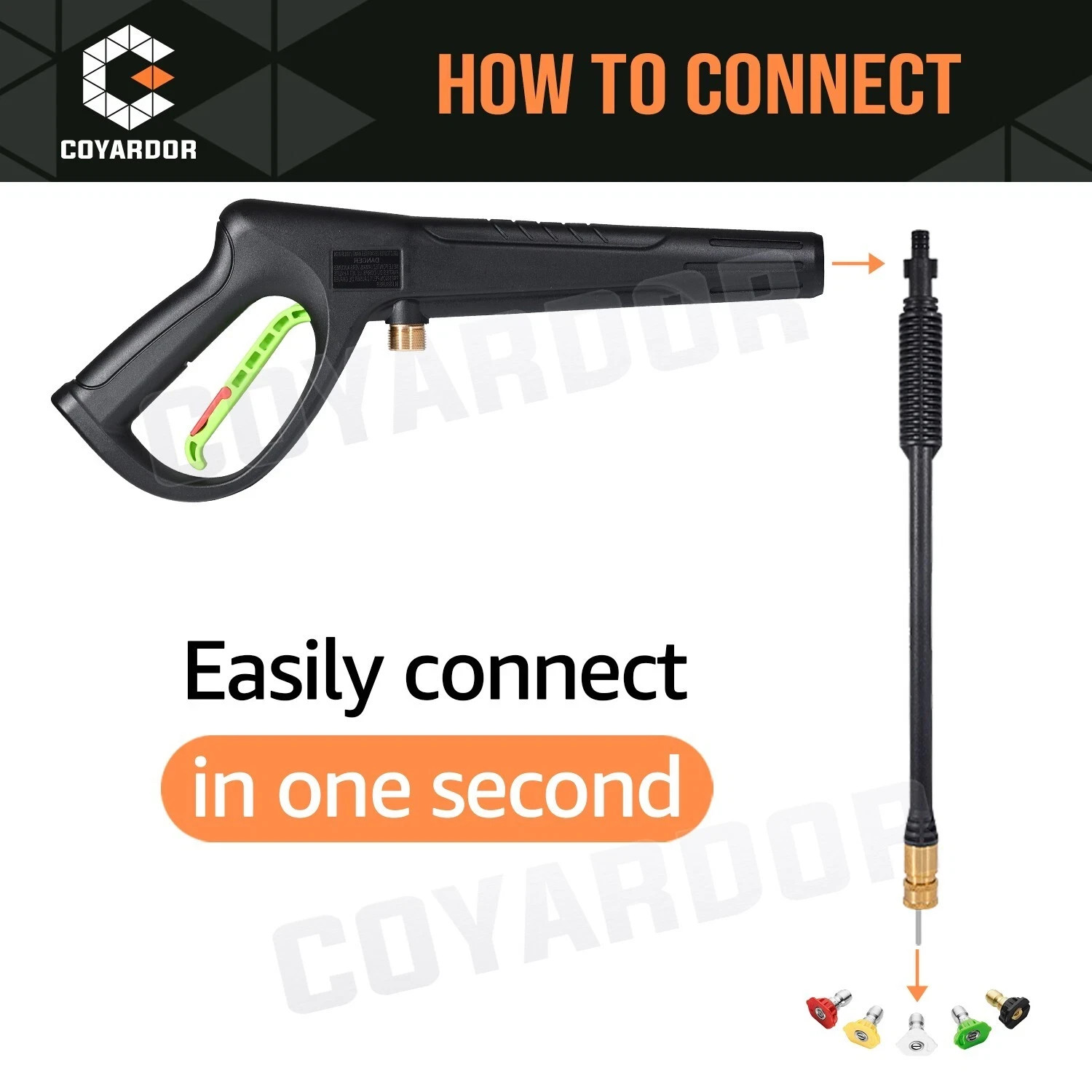 COYARDOR 2320 psi Pressure Washer Gun Power Lance Spray Nozzles M22-14mm/15mm