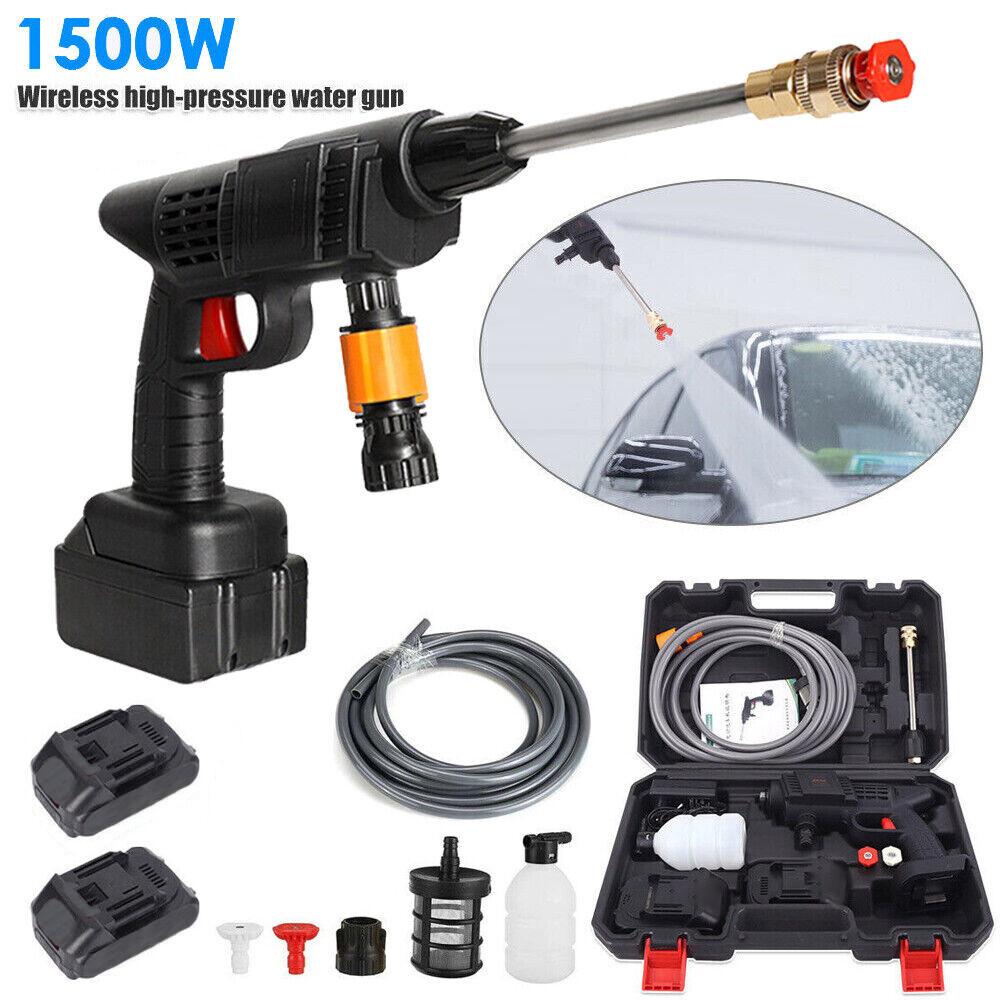 1500W Cordless Electric High Pressure Water Spray Car Gun Portable Washer Clean