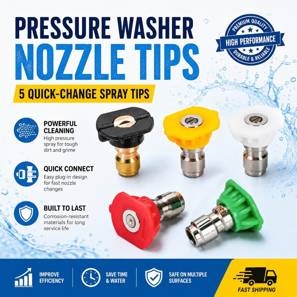 5PCS/Set Pressure Washer Spray Nozzle Set Quick Connect 1/4″ High Power Tips