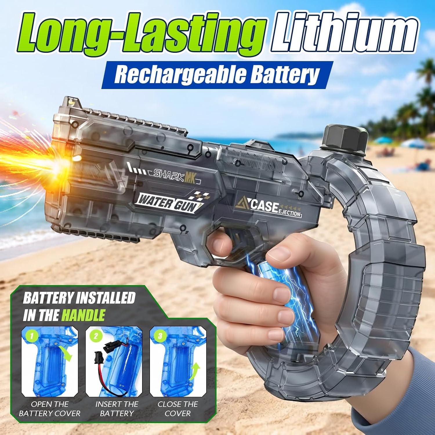 315 Inches Long Range Electric Water Gun with Rechargeable Battery