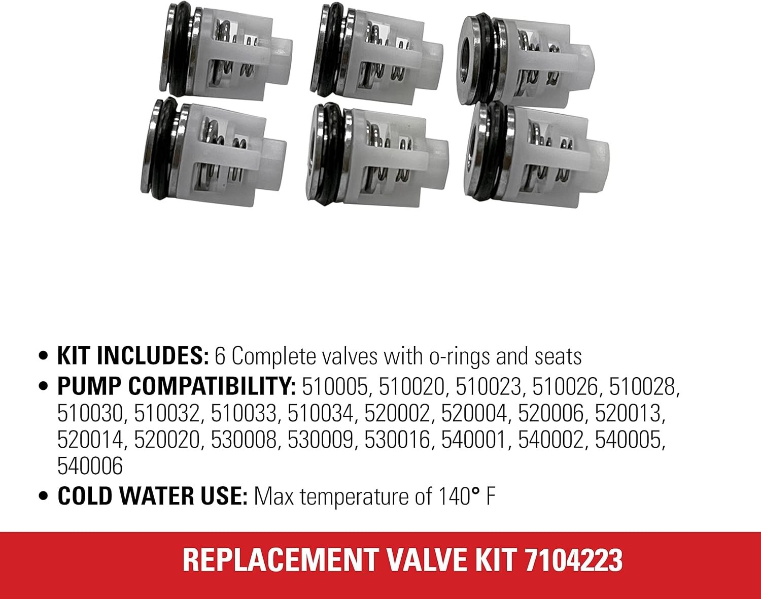 7104223 High-Quality Replacement Valve Kit for Pressure Washer Pumps – 6 Valves