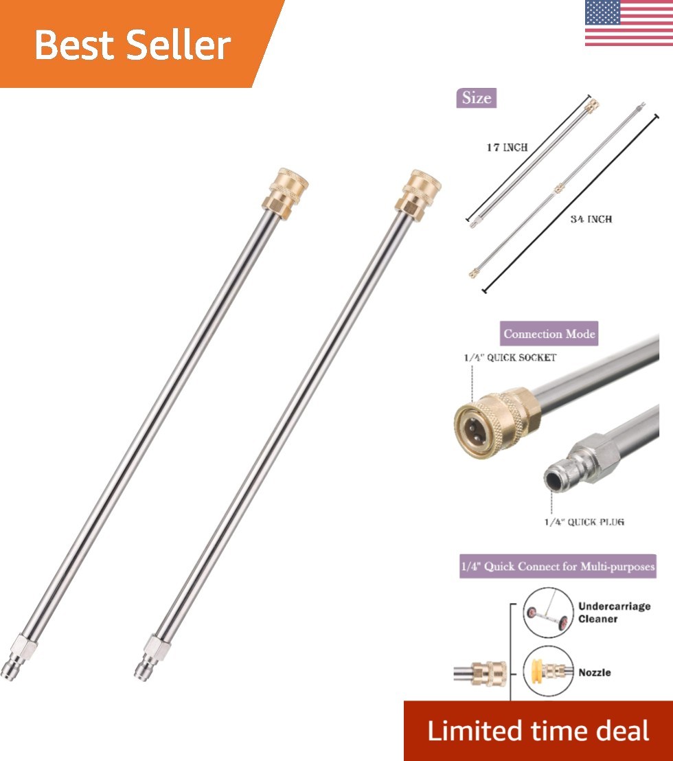 Adjustable 34-Inch Cleaning : 17-Inch Stainless Steel Power Washer Wand Set