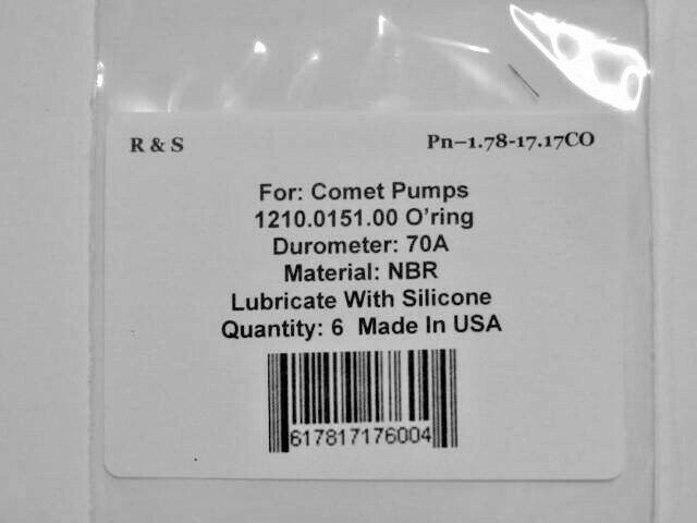 6 Comet Pump 1210.0151.00 O-Rings / R&S 1.78-17.17CO